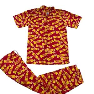 Sugar Daddy Candy Pajama Set Mens Medium Red Milk Caramel Pop Shirt Pants Cotton